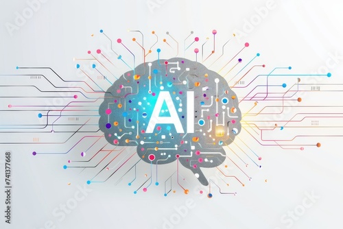 AI Brain Chip ct bone density. Artificial Intelligence neon lime sherbet mind synaptic connectivity axon. Semiconductor emblem circuit board cdss photo