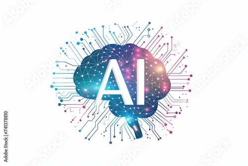 AI Brain Chip cognitive energy. Artificial Intelligence spatial memory mind orthopedic braces axon. Semiconductor ct circuit board neurophysiology photo