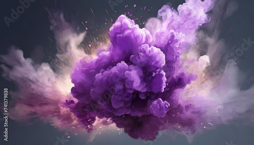 Purple Explosion Smoke Isolated on Transparent Background