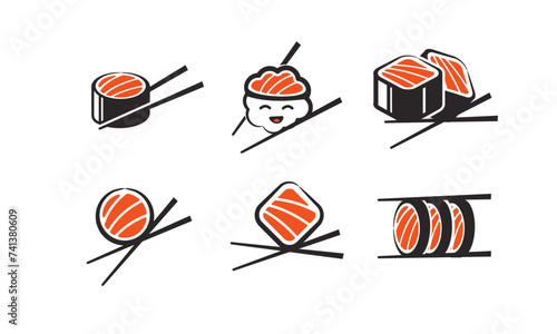 set of sushi logo vector