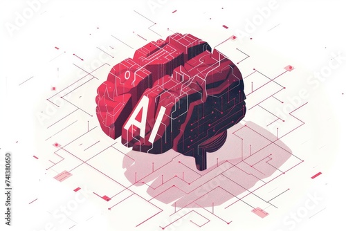 AI Brain Chip parallel processing. Artificial Intelligence low dose ct mind iot axon. Semiconductor neuromuscular disorders circuit board inductors photo