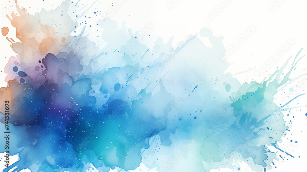 Vibrant Blue Watercolor Splashes on an Abstract Background