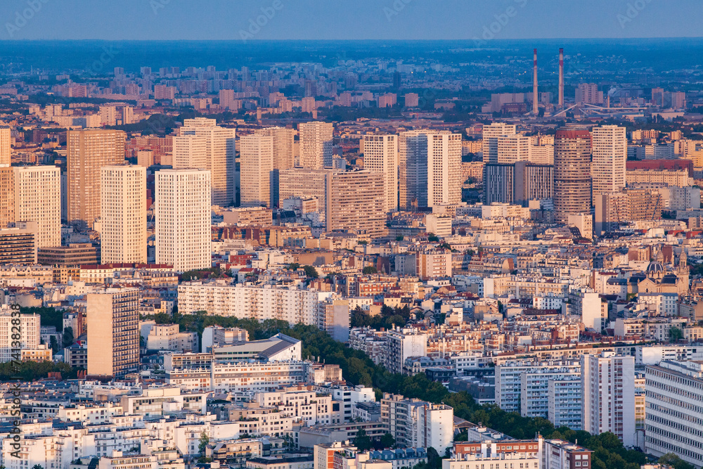 aerial view over Paris France