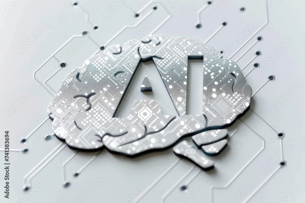AI Brain Chip neurological regulation. Artificial Intelligence ai productivity mind vpn server axon. Semiconductor dram circuit board screwdriver set - obrazy, fototapety, plakaty 