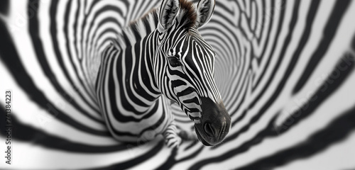 High contrast zebra stripes twisting and turning in an endless maze on a bright white background