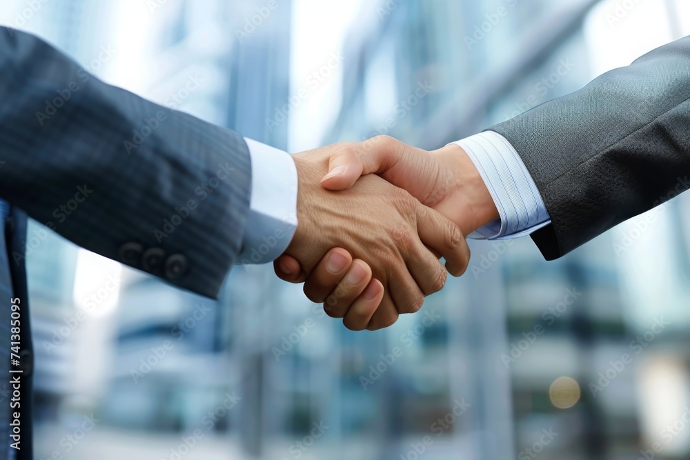Business Cooperation: Successful Conclusion of a Deal between Client and Partner. Ideal for Corporate Events, Business Seminars, and Entrepreneurship Summits. Perfect for New Year Business Planning