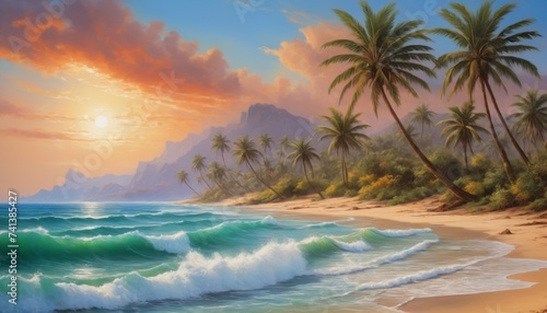 Sunset Paradise: Tropical Beach Landscape