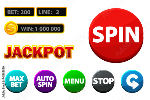 Set of buttons for luck slots machine.