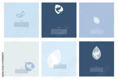 Classic, universal religious templates set. Tender blue decorative elements universal use