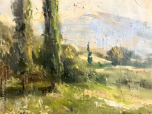One European classical landscape oil painting, Classical style, Renaissance style, close-up, oil brush, simple, extreme detail