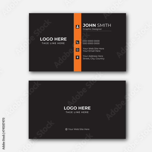 Modern and simple business card design. Double-sided creative business card vector design template. Vector illustration design. Horizontal layout, Print...