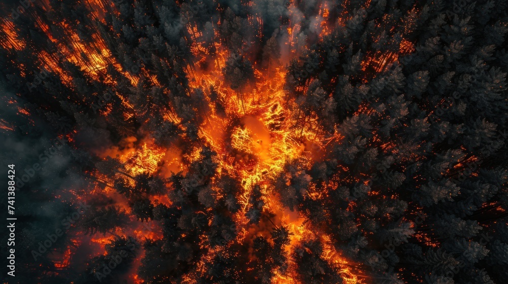 Great wildfire burning the a large forest, global crisis of climate change, protecting the world from global boiling crisis. Great wildfire burning the a large forest, global crisis of climate change, protecting the world from global boiling crisis.