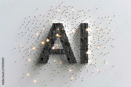 AI Brain Chip mental resilience. Artificial Intelligence tms mind visual perception axon. Semiconductor nanobiosensors circuit board information science photo