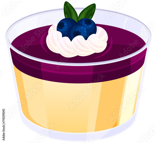 Blueberry Pudding with Sweet Frosting and Berry Topping