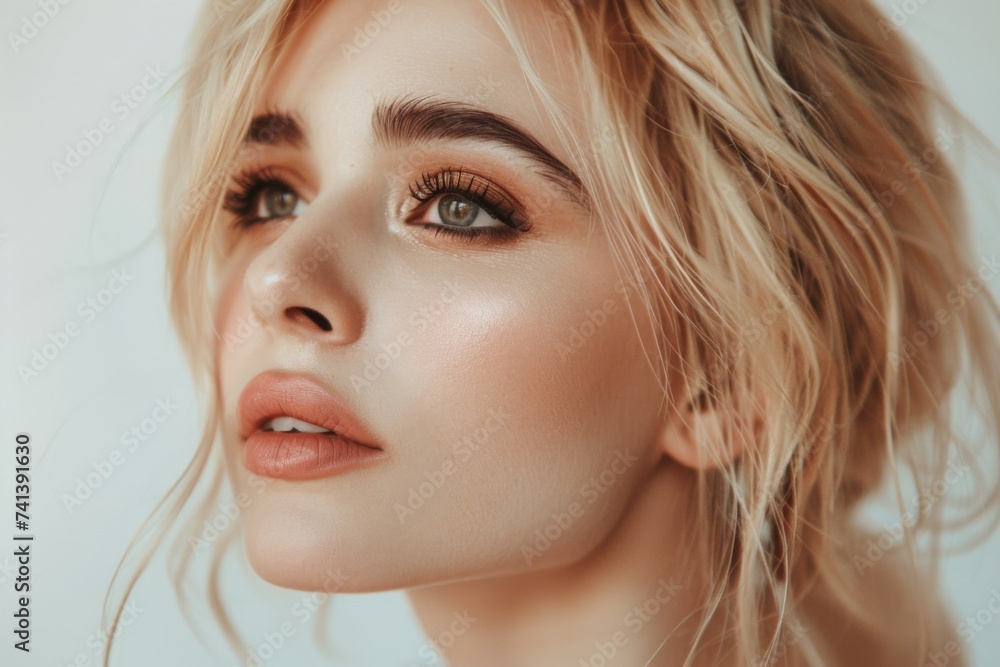Portrait of a young woman with soft facial features and light makeup, showcasing natural beauty and simplicity in a contemporary setting
Portrait of a young woman with soft facial features and light makeup, showcasing natural beauty and simplicity in a contemporary setting