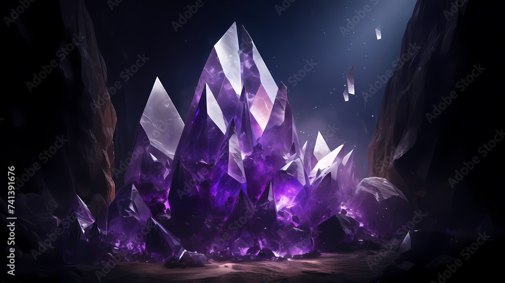 Obraz premium Top view of stunning bright crystals, shiny gemstones