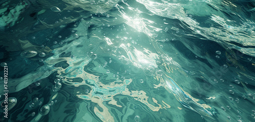 Rippling water effect with light and shadow play in a serene turquoise hue