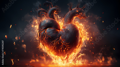 Human heart,polygonal technology heart photo