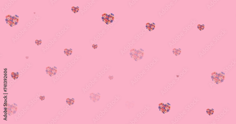 Image of flowers moving in hypnotic motion on pink background Image of flowers moving in hypnotic motion on pink background