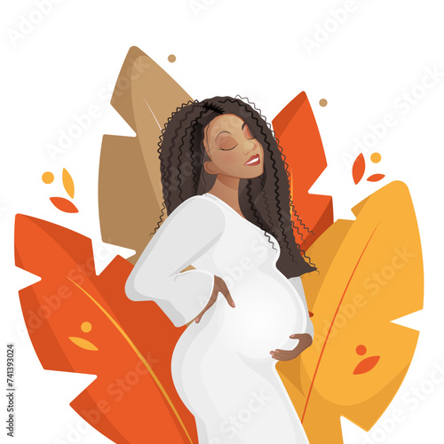 Pregnant woman with plants