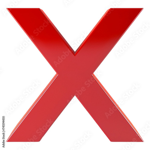 a 3d red x, isolated on a transparent background 