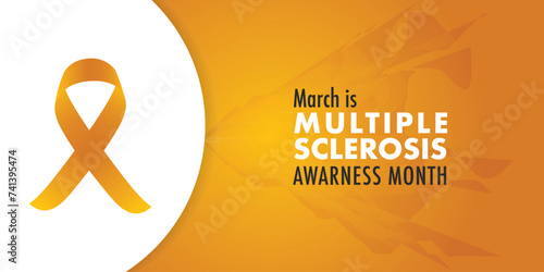 Orange awareness ribbon. Multiple sclerosis ribbon. Multiple sclerosis awareness poster with an orange ribbon made white background. Symbol of multiple sclerosis. Vector