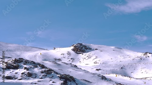 Views of the snowy ski slopes of the Sierra Nevada