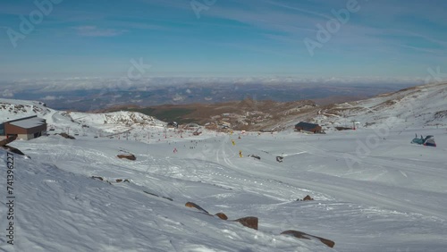 Skiers on the snow at the Sierra Nevada resort