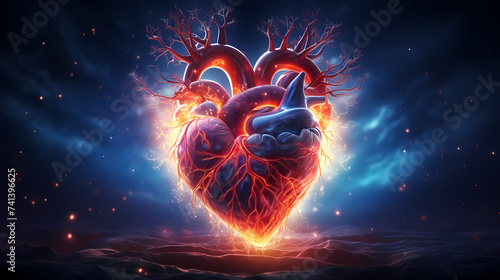 Human heart,polygonal technology heart #741396625