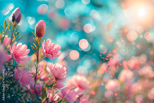 Beautiful out of focus Easter background with copy space