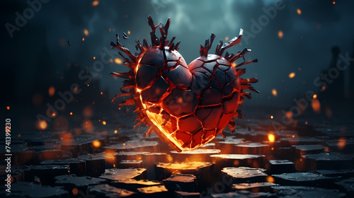 Human heart,polygonal technology heart