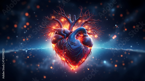 Human heart,polygonal technology heart