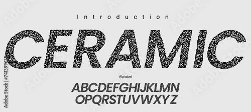 Textured grunge vector font. Bold italic alphabet uppercase font.