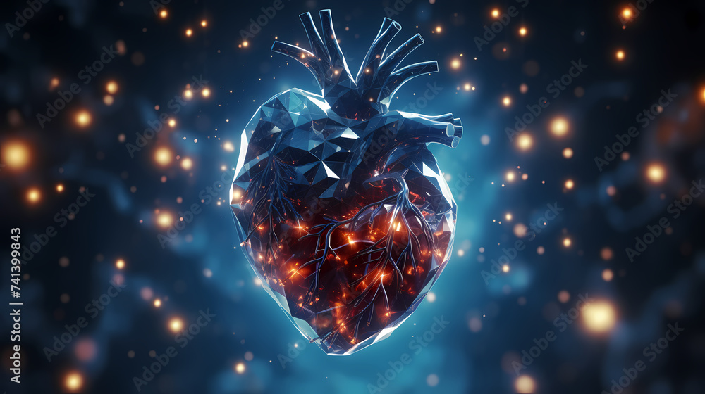 Human heart,polygonal technology heart Human heart,polygonal technology heart
