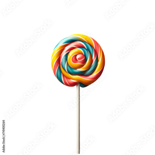 Colorful lollipop swirl isolated on transparent background. candy on a stick PNG