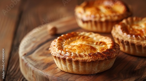 miniature pies with detailed textures and natural shadows