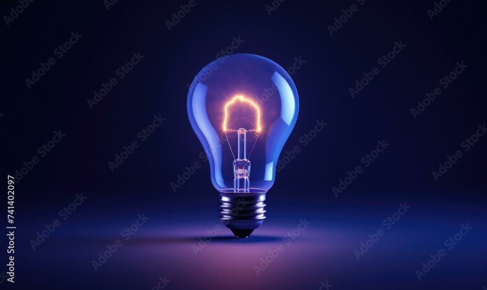 A light bulb glowing in the dark. Generative AI. A light bulb glowing in the dark. Generative AI.