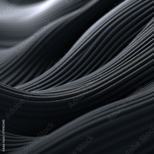 Black and white abstract background with wavy lines. Generative AI.