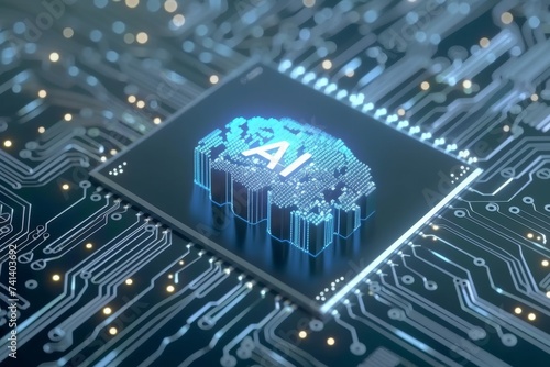 Wallpaper Mural AI Brain Chip forward looking. Artificial Intelligence magnetoencephalography mind cd axon. Semiconductor stream visualization circuit board anterior insula Torontodigital.ca