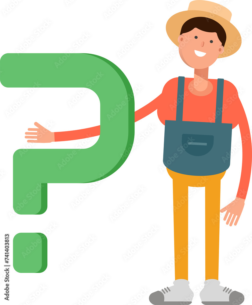 Farmer Character and Question Mark
Farmer Character and Question Mark