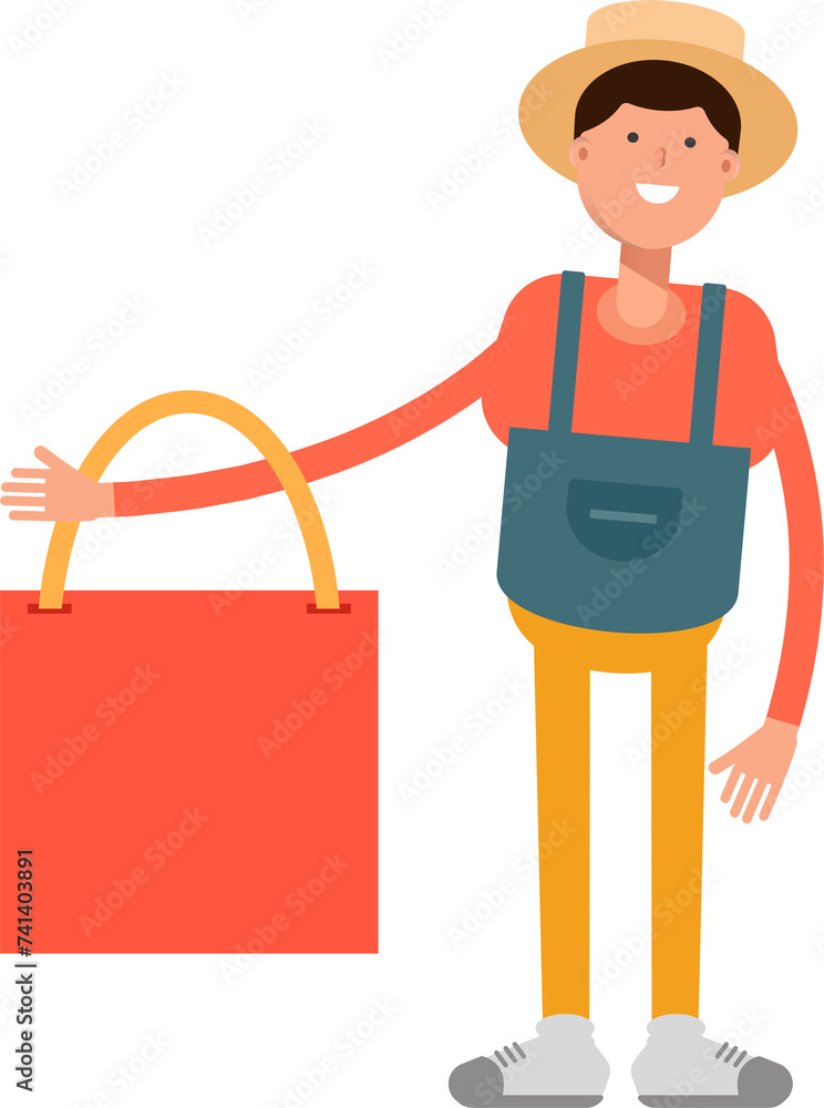 Farmer Character Holding Shopping Bag
Farmer Character Holding Shopping Bag