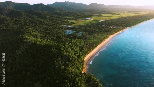 Wallpaper Mural Aerial view of Long Beach with turquoise water and pristine sandy shoreline, San Vicente, Palawan, Philippines. Torontodigital.ca