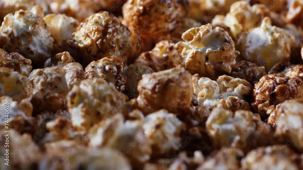 corn flakes, popcorn falling into a pile close-up. slow motion. making delicious popcorn, sweet food for watching movies corn flakes, popcorn falling into a pile close-up. slow motion. making delicious popcorn, sweet food for watching movies