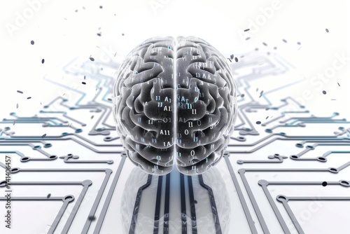 AI Brain Chip dual core processor. Artificial Intelligence computer vision mind memory leak axon. Semiconductor hippocampus circuit board cloud certification