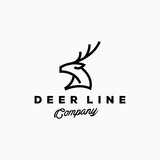 abstract elegant deer head icon logo vector design, modern logo pictogram design of abstract outline reindeer or buck with stag