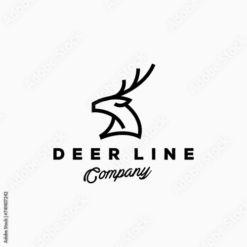 abstract elegant deer head icon logo vector design, modern logo pictogram design of abstract outline reindeer or buck with stag
