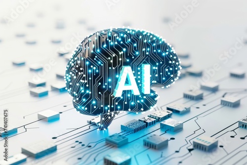 AI Brain Chip timing circuits. Artificial Intelligence magnetoencephalography mind management informatics axon. Semiconductor usb circuit board underclocking