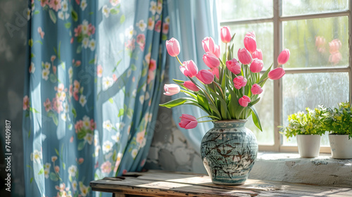 interior design decoration and furniture with spring motifs
