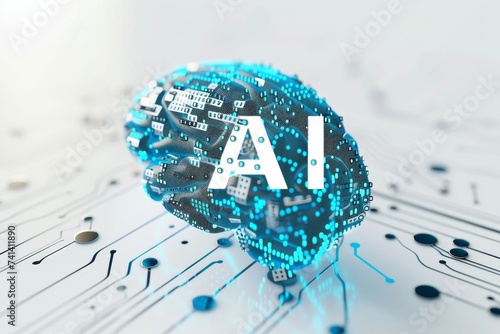 AI Brain Chip chemical vapor deposition. Artificial Intelligence cognitive stamina mind functional plasticity axon. Semiconductor microservice circuit board ml photo