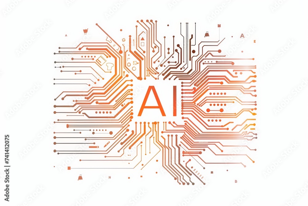 AI Brain Chip tpm. Artificial Intelligence technology node mind respiratory monitoring axon. Semiconductor medical sensors circuit board naive bayes classifier - obrazy, fototapety, plakaty 